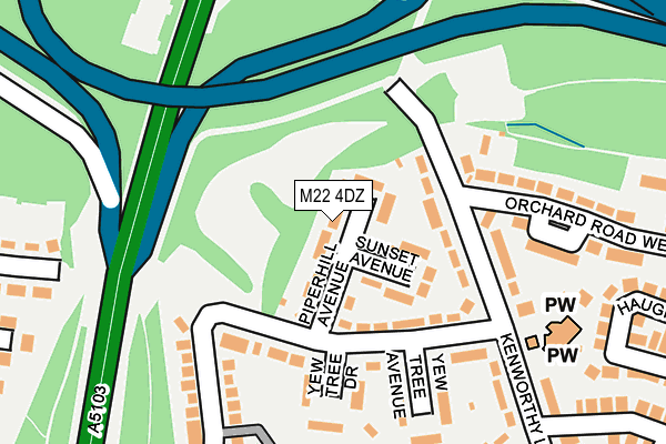 M22 4DZ map - OS OpenMap – Local (Ordnance Survey)