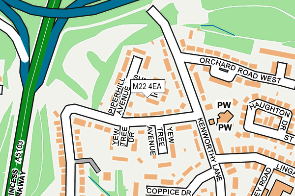 M22 4EA map - OS OpenMap – Local (Ordnance Survey)