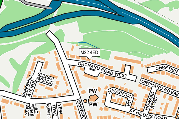 M22 4ED map - OS OpenMap – Local (Ordnance Survey)