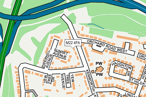 M22 4FA map - OS OpenMap – Local (Ordnance Survey)