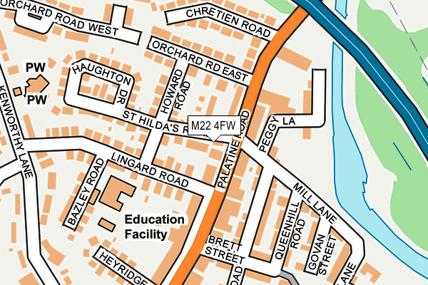 M22 4FW map - OS OpenMap – Local (Ordnance Survey)