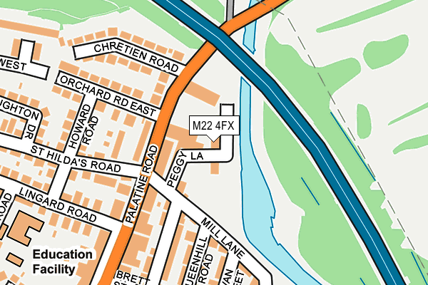 M22 4FX map - OS OpenMap – Local (Ordnance Survey)