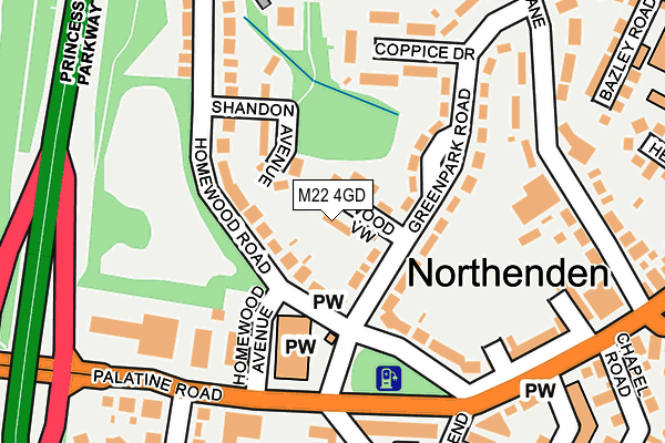 M22 4GD map - OS OpenMap – Local (Ordnance Survey)