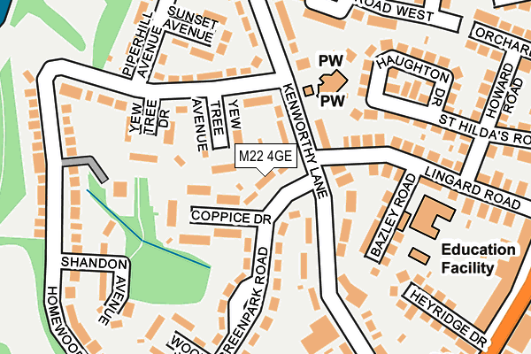 M22 4GE map - OS OpenMap – Local (Ordnance Survey)