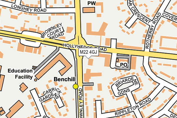 M22 4GJ map - OS OpenMap – Local (Ordnance Survey)