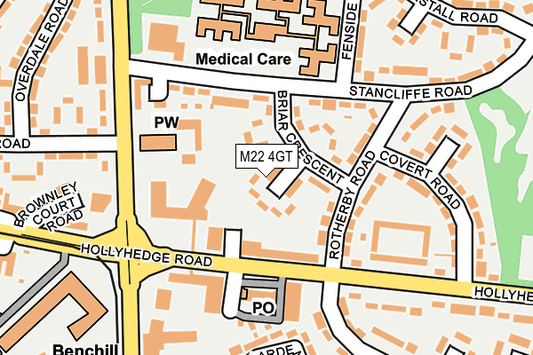 M22 4GT map - OS OpenMap – Local (Ordnance Survey)