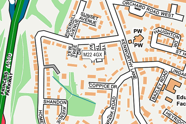 M22 4GX map - OS OpenMap – Local (Ordnance Survey)