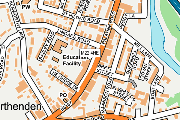 M22 4HE map - OS OpenMap – Local (Ordnance Survey)