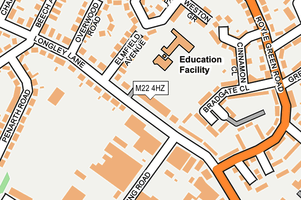 M22 4HZ map - OS OpenMap – Local (Ordnance Survey)