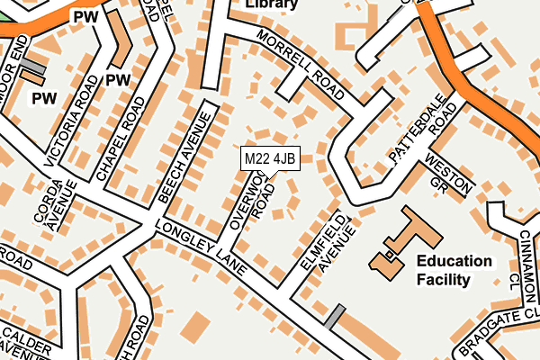 M22 4JB map - OS OpenMap – Local (Ordnance Survey)