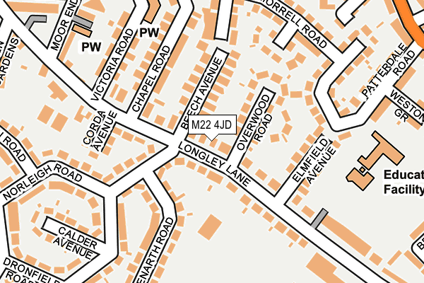 M22 4JD map - OS OpenMap – Local (Ordnance Survey)