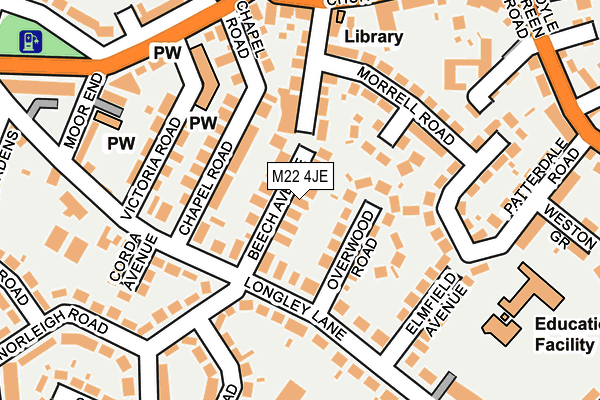 M22 4JE map - OS OpenMap – Local (Ordnance Survey)