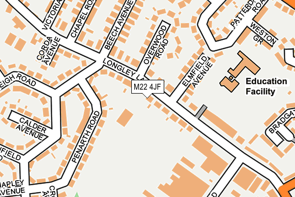 M22 4JF map - OS OpenMap – Local (Ordnance Survey)