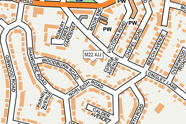 M22 4JJ map - OS OpenMap – Local (Ordnance Survey)