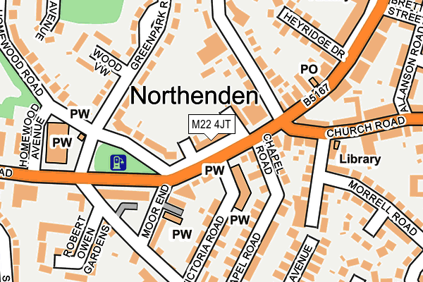 M22 4JT map - OS OpenMap – Local (Ordnance Survey)