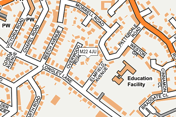 M22 4JU map - OS OpenMap – Local (Ordnance Survey)