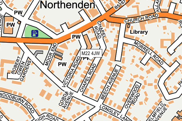 M22 4JW map - OS OpenMap – Local (Ordnance Survey)