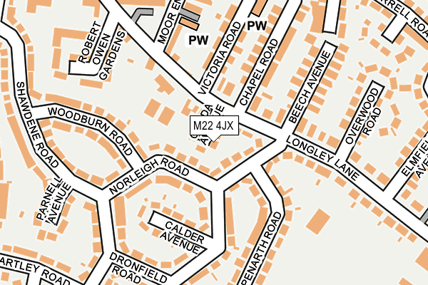 M22 4JX map - OS OpenMap – Local (Ordnance Survey)