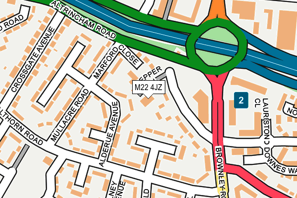 M22 4JZ map - OS OpenMap – Local (Ordnance Survey)