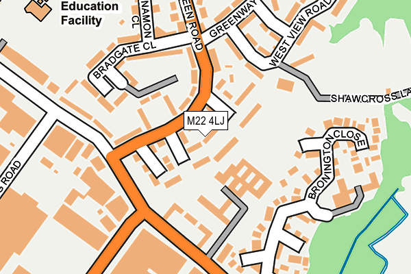 M22 4LJ map - OS OpenMap – Local (Ordnance Survey)