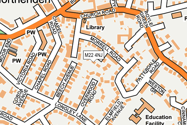 M22 4NJ map - OS OpenMap – Local (Ordnance Survey)