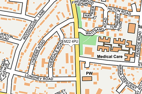 M22 4PU map - OS OpenMap – Local (Ordnance Survey)