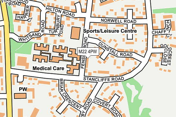 M22 4PW map - OS OpenMap – Local (Ordnance Survey)