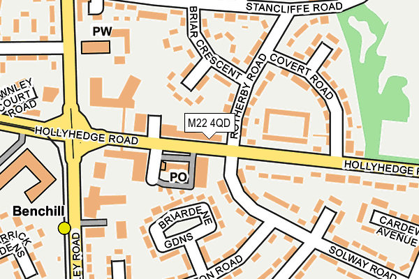 M22 4QD map - OS OpenMap – Local (Ordnance Survey)