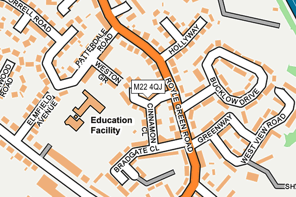M22 4QJ map - OS OpenMap – Local (Ordnance Survey)