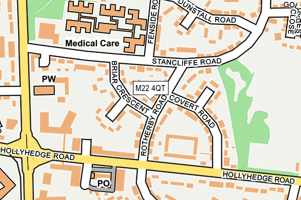 M22 4QT map - OS OpenMap – Local (Ordnance Survey)