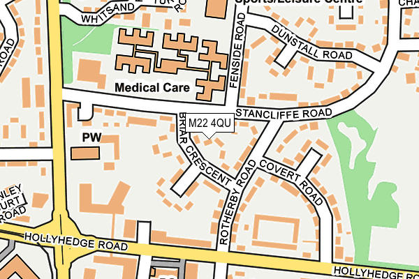 M22 4QU map - OS OpenMap – Local (Ordnance Survey)