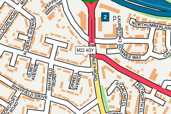 M22 4QY map - OS OpenMap – Local (Ordnance Survey)