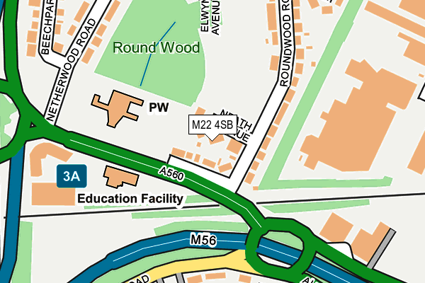 M22 4SB map - OS OpenMap – Local (Ordnance Survey)