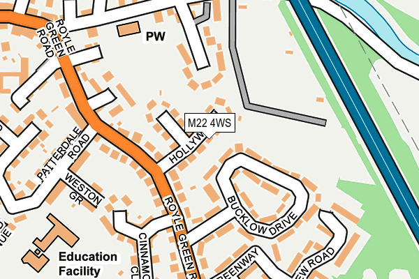 M22 4WS map - OS OpenMap – Local (Ordnance Survey)