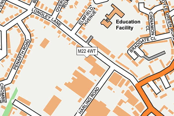 M22 4WT map - OS OpenMap – Local (Ordnance Survey)