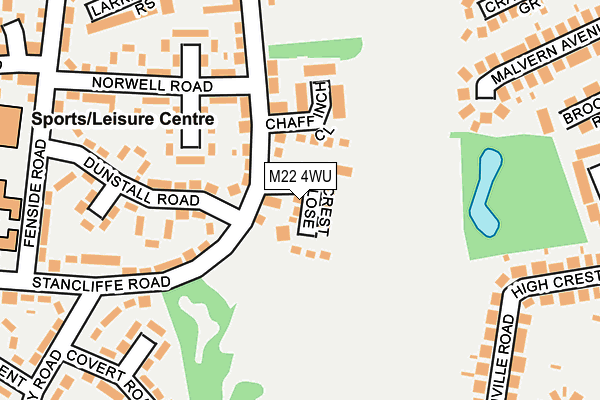 M22 4WU map - OS OpenMap – Local (Ordnance Survey)