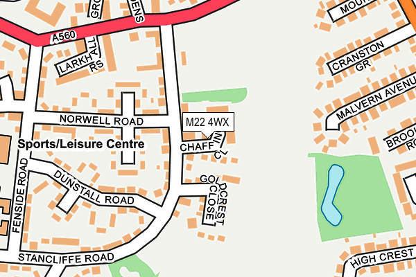 M22 4WX map - OS OpenMap – Local (Ordnance Survey)