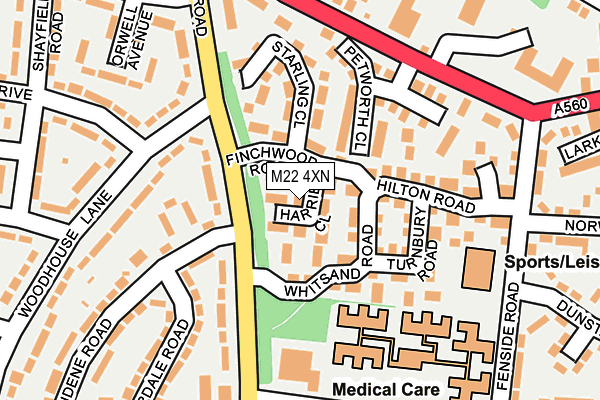 M22 4XN map - OS OpenMap – Local (Ordnance Survey)