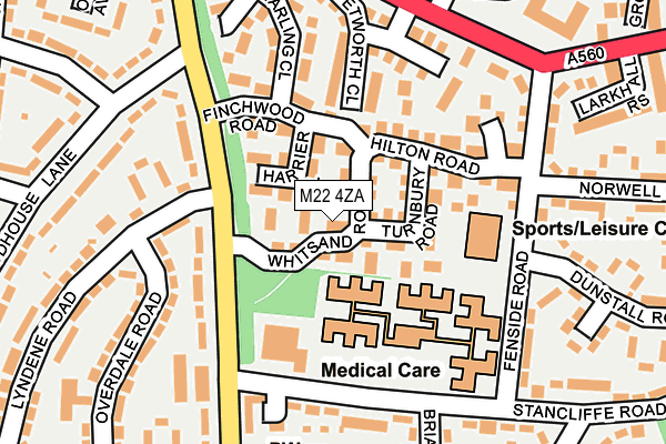 M22 4ZA map - OS OpenMap – Local (Ordnance Survey)