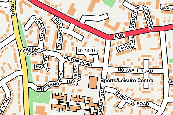 M22 4ZD map - OS OpenMap – Local (Ordnance Survey)