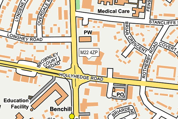 M22 4ZP map - OS OpenMap – Local (Ordnance Survey)