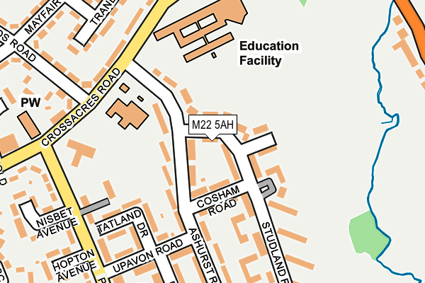 M22 5AH map - OS OpenMap – Local (Ordnance Survey)