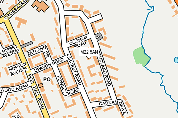 M22 5AN map - OS OpenMap – Local (Ordnance Survey)