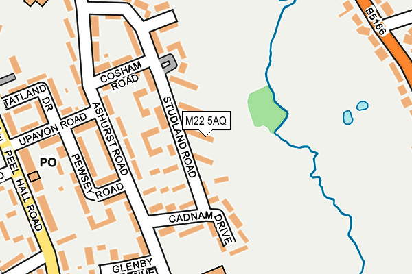 M22 5AQ map - OS OpenMap – Local (Ordnance Survey)