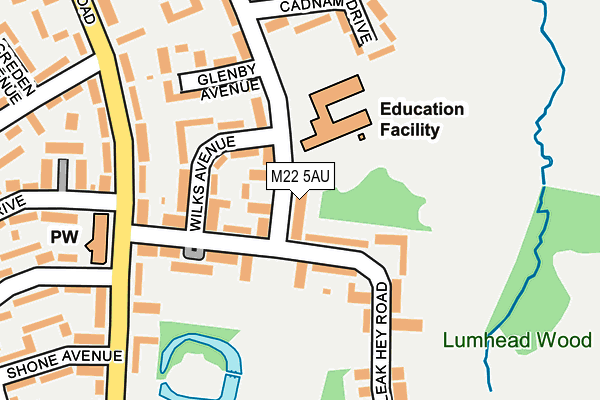 M22 5AU map - OS OpenMap – Local (Ordnance Survey)