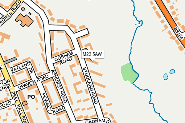 M22 5AW map - OS OpenMap – Local (Ordnance Survey)