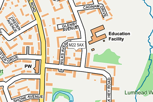 M22 5AX map - OS OpenMap – Local (Ordnance Survey)