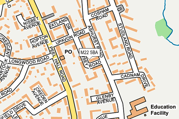 M22 5BA map - OS OpenMap – Local (Ordnance Survey)