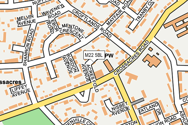 M22 5BL map - OS OpenMap – Local (Ordnance Survey)