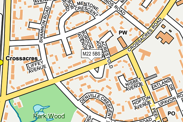 M22 5BS map - OS OpenMap – Local (Ordnance Survey)